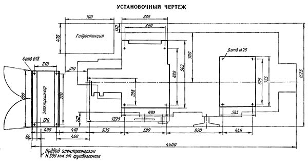 Настановне креслення токарно-револьверного верстата 1Е365БП